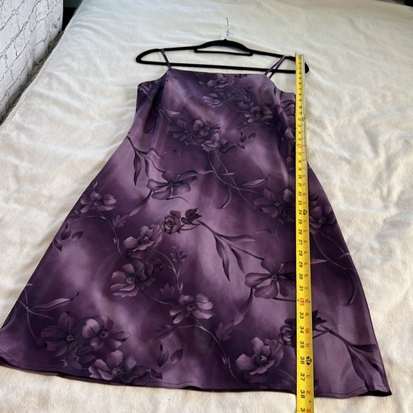 ⭐️ DBY vtg 80s purple floral strap spaghetti strap slip midi dress women jr 11 - Picture 10 of 15